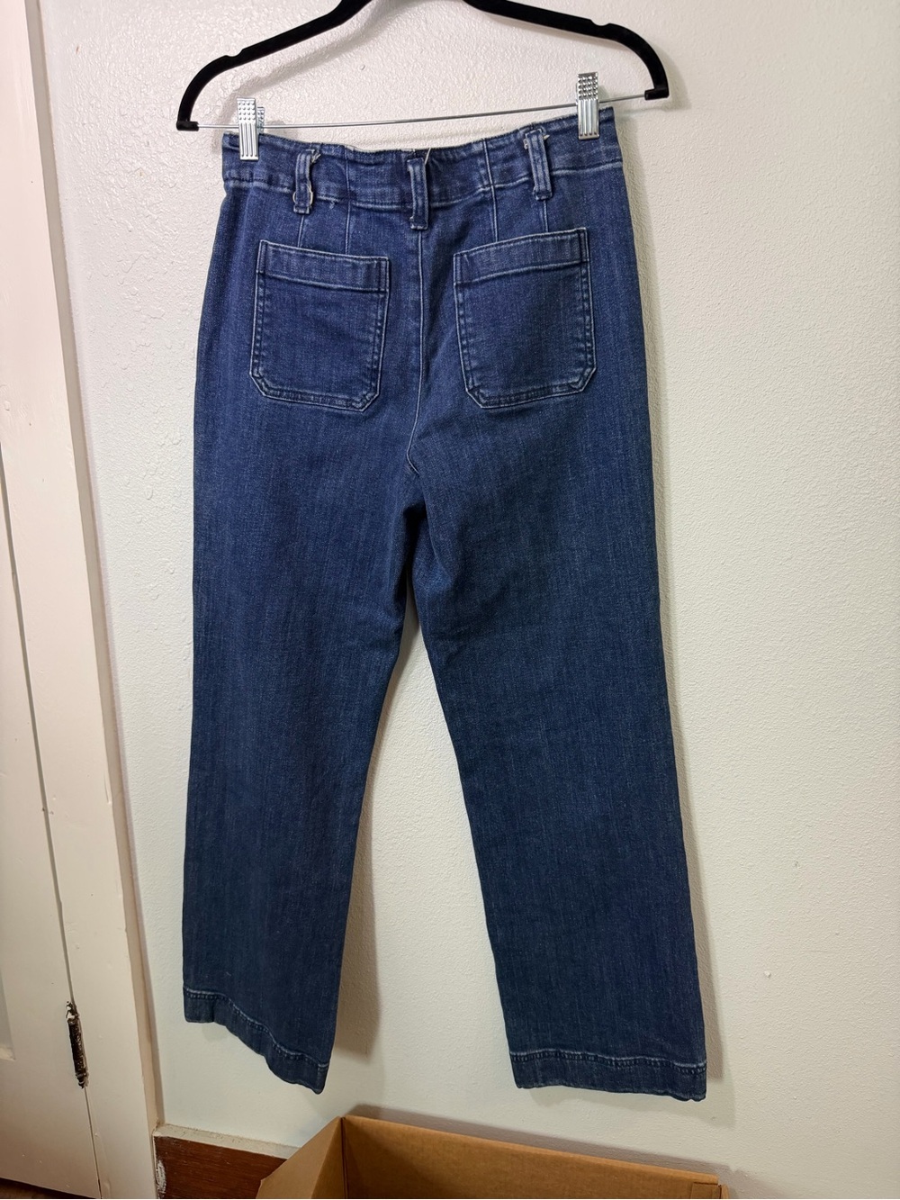 Talbots Blue Wide-Leg Jeans with Front Patch Pockets - Picture 4 of 11